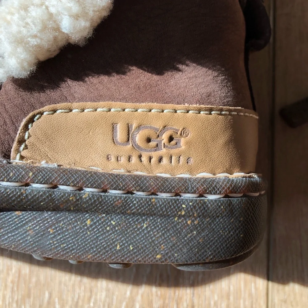 UGG Brown Shearling-Lined Winter Boots with Tie Eu 40 US 9
